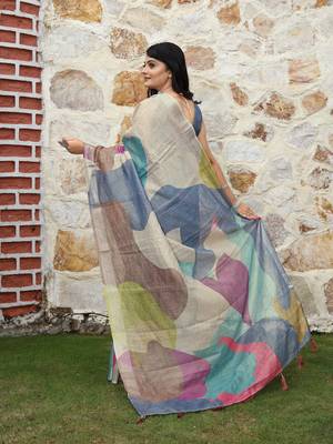 Multy cotton shimmer printed ethnic girlie saree 2