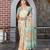 Cream color  cotton shimmer fabric designer printed ethnic girlie saree