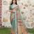 Green color  cotton shimmer fabric designer printed ethnic girlie saree