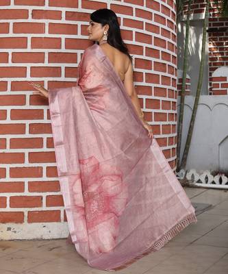 Lavender cotton shimmer printed ethnic girlie saree 2