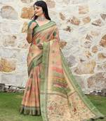 Peach color  cotton shimmer fabric designer printed ethnic girlie saree