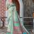 Sea green color  cotton shimmer fabric designer printed ethnic girlie saree