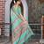 Sea green color  cotton shimmer fabric designer printed ethnic girlie saree