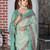 Sea green color  cotton shimmer fabric designer printed ethnic girlie saree