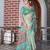 Sea green color  cotton shimmer fabric designer printed ethnic girlie saree