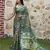Green color cotton shimmer fabric printed ethnic girlie saree