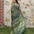 Green color  cotton shimmer fabric designer printed ethnic girlie saree