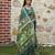 Green color  cotton shimmer fabric designer printed ethnic girlie saree