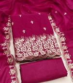 Exquisite embroidered suit set featuring floral threadwork and scalloped border dupatta