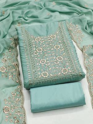 turquoise embroidered suit     perfect for festive & wedding occasions 1