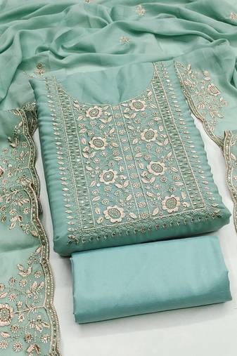 Elegant turquoise embroidered suit – perfect for festive & wedding occasions