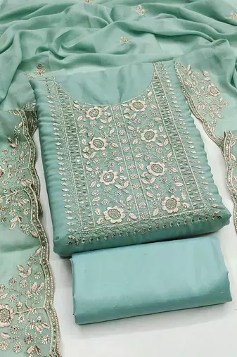 Elegant turquoise embroidered suit – perfect for festive & wedding occasions