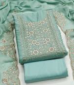turquoise embroidered suit     perfect for festive & wedding occasions