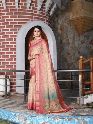 Off white cotton shimmer printed ethnic girlie saree 1
