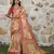 Peach color cotton shimmer fabric printed ethnic girlie saree