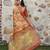 Peach color  cotton shimmer fabric designer printed ethnic girlie saree