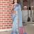 Sky blue color  cotton shimmer fabric designer printed ethnic girlie saree