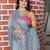 Sky blue color  cotton shimmer fabric designer printed ethnic girlie saree