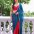 Teal color chiffon fabric heavy ceremonial wear bollywood saree