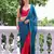 Teal color chiffon fabric heavy ceremonial wear bollywood saree