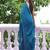 Teal color chiffon fabric heavy ceremonial wear bollywood saree