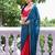 Teal color chiffon fabric heavy ceremonial wear bollywood saree