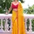 Yellow color chiffon fabric heavy ceremonial wear bollywood saree