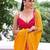 Yellow color chiffon fabric heavy ceremonial wear bollywood saree