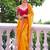 Yellow color chiffon fabric heavy ceremonial wear bollywood saree