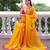 Yellow color chiffon fabric heavy ceremonial wear bollywood saree