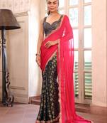 Pink color viscose  fabric heavy ceremonial wear bollywood saree