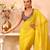 Yellow color chiffon fabric heavy ceremonial wear bollywood saree