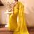 Yellow color chiffon fabric heavy ceremonial wear bollywood saree