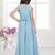 Aqua blue shimmer geogette  embriodered blouse and flared palazzo with dupatta
