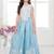Aqua blue shimmer geogette  embriodered blouse and flared palazzo with dupatta
