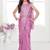 Onion pink shimmer lycra embriodered blouse ready saree