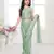Olive green  shimmer lycra embriodered blouse ready saree