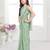 Olive green  shimmer lycra embriodered blouse ready saree
