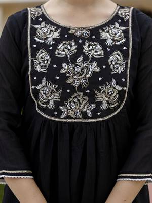 Women Beautiful Embroidery work Chinon with Flared Kurta Pant and Dupatta Set 2