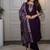 Dark purple premium roman silk suit with heavy lichi jacquard dupatta