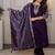 Dark purple premium roman silk suit with heavy lichi jacquard dupatta