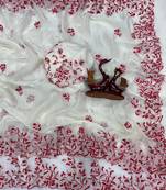 Embroidered space Silk blend Women's Saree With Blouse Set