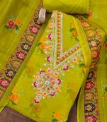 embroidered floral dress material set with dupatta