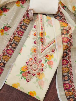 embroidered floral dress material set with dupatta 1