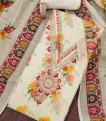 embroidered floral dress material set with dupatta