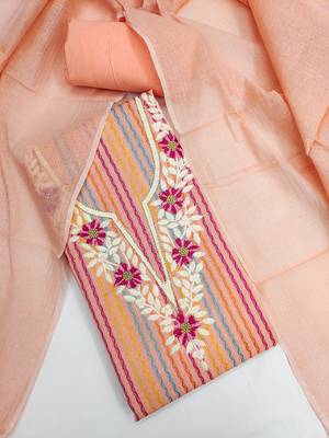embroidered floral dress material set with dupatta 1