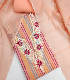 embroidered floral dress material set with dupatta