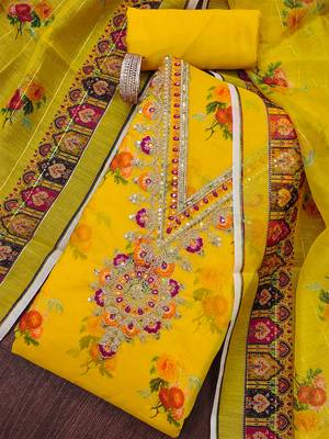 embroidered floral dress material set with dupatta 1