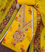 embroidered floral dress material set with dupatta