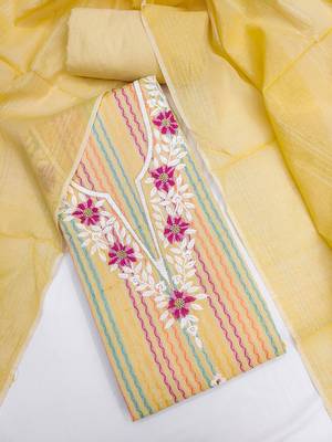 embroidered floral dress material set with dupatta 1